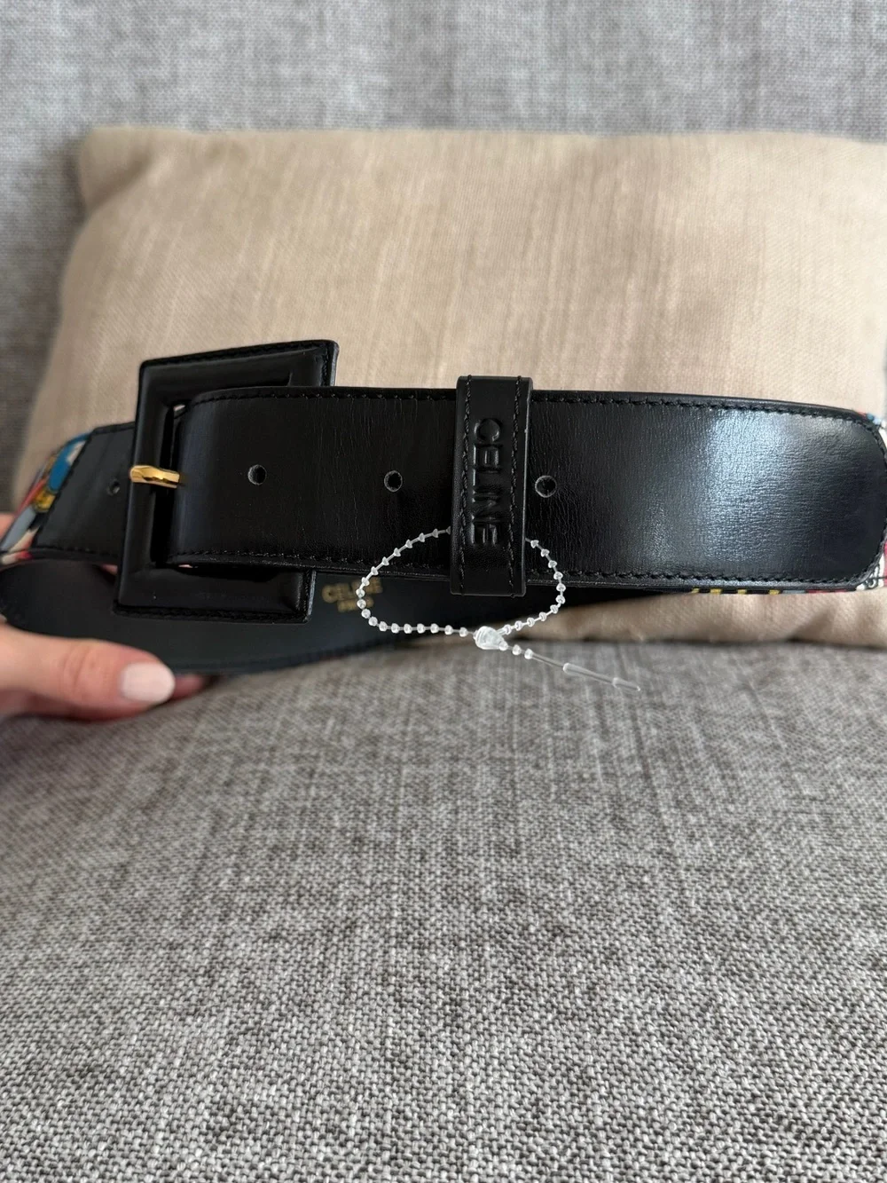🗽Celine Leather Belt with Branded Loop and Square Buckle